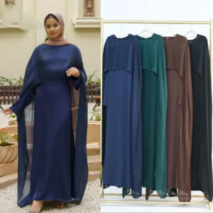 Two Piece Abaya Set With dress Kimono Long Sleeves Under Dress Eid Ramadan Muslim Women Islamic Clothing Kaftan Evening Robes - AliExpress 200000345